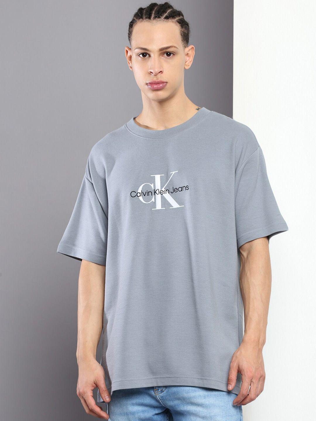 calvin klein typography printed cotton t-shirt