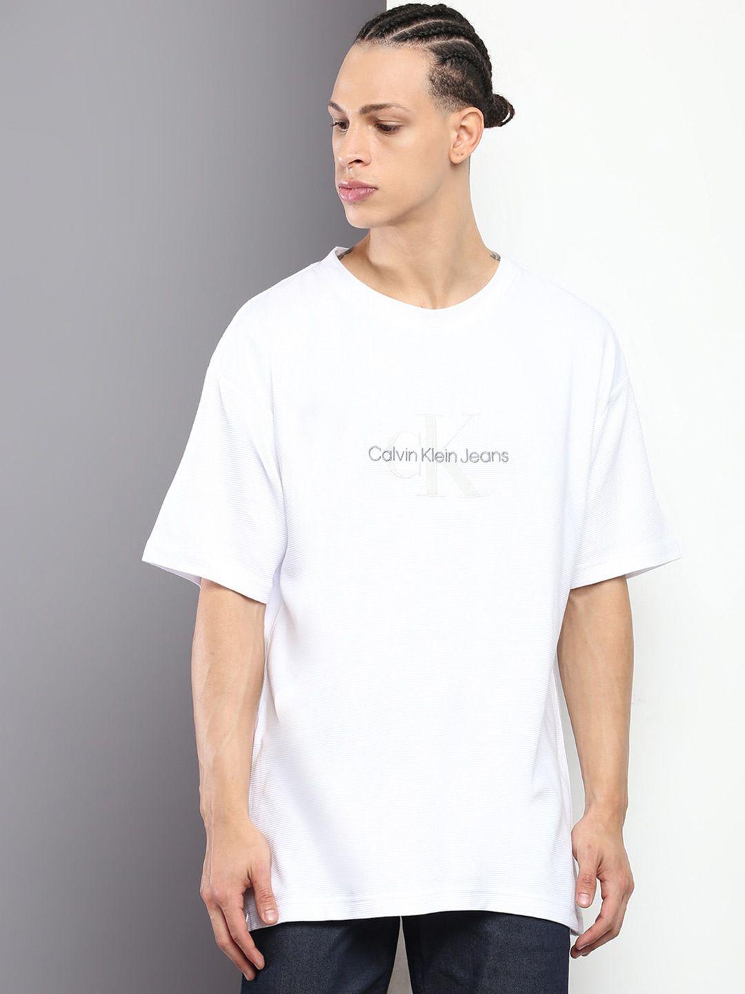 calvin klein typography printed cotton t-shirt