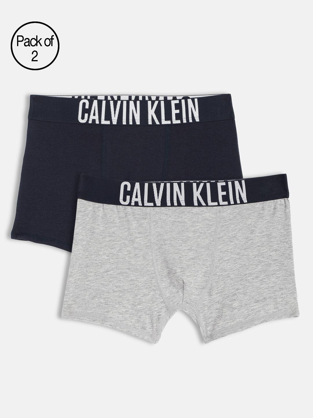 calvin klein underwear boys pack of 2 solid assorted knitted stretchable trunks b7003810ua