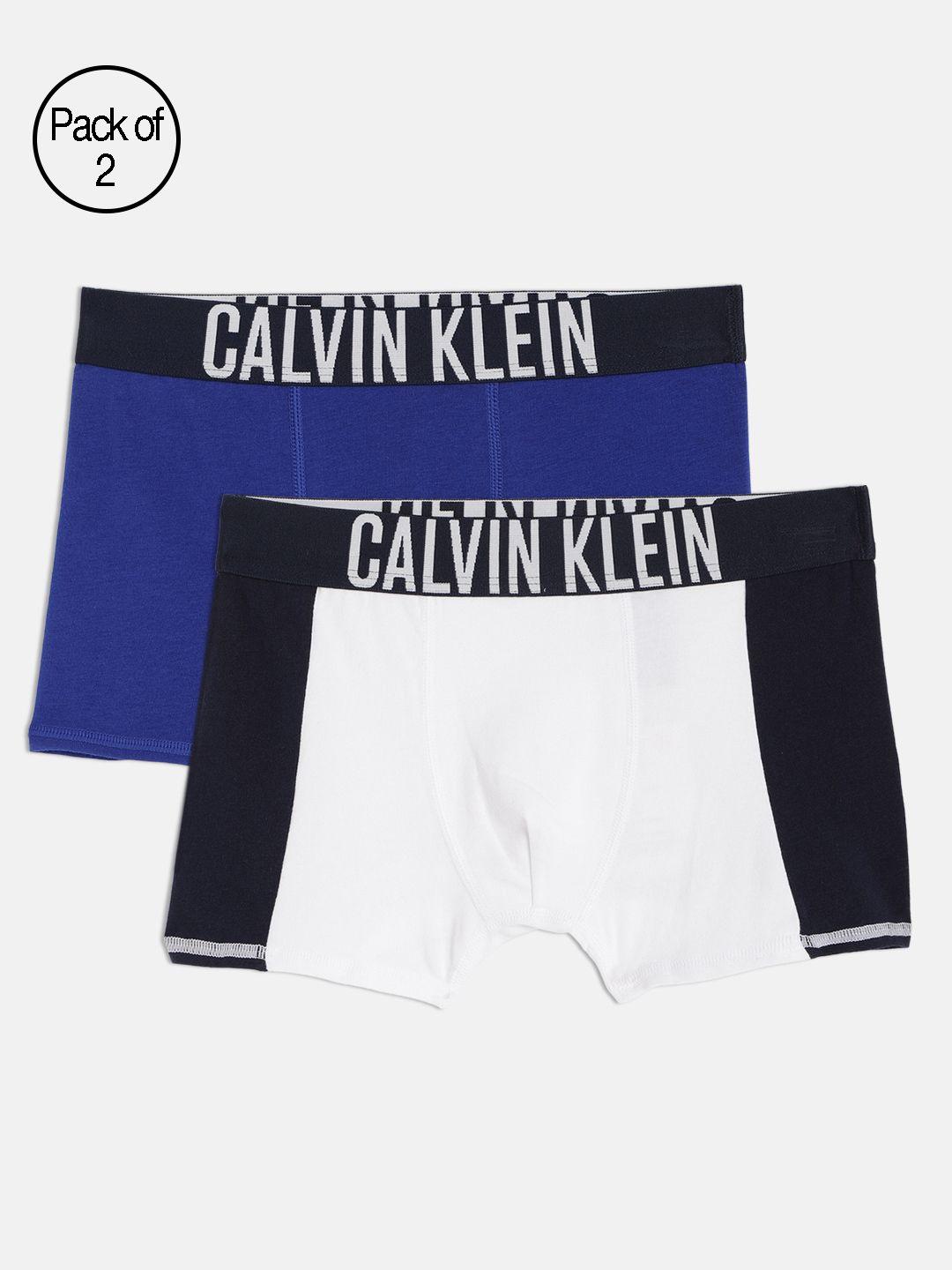 calvin klein underwear boys pack of 2 solid assorted knitted stretchable trunks b7003810wy