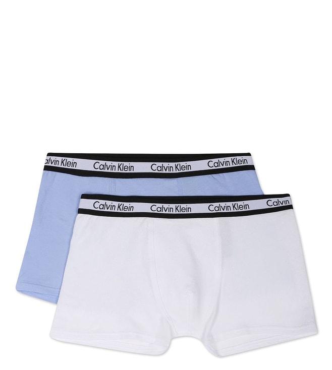 calvin klein underwear kids blue & white logo regular fit trunks - pack of 2