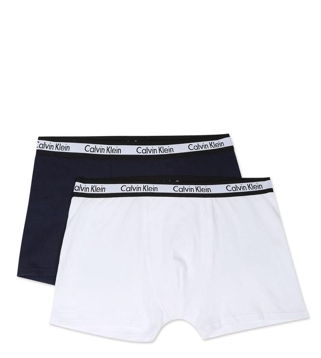 calvin klein underwear kids white & navy logo regular fit trunks - pack of 2