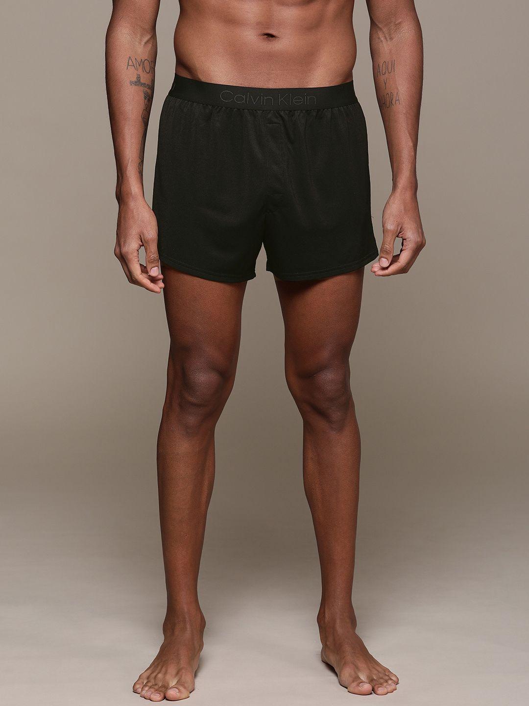 calvin klein underwear men black solid knitted boxers nb2210001