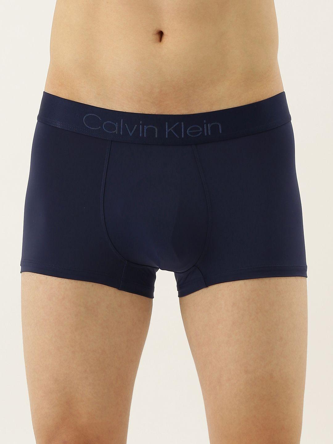calvin klein underwear men navy blue solid trunks nb19298sb