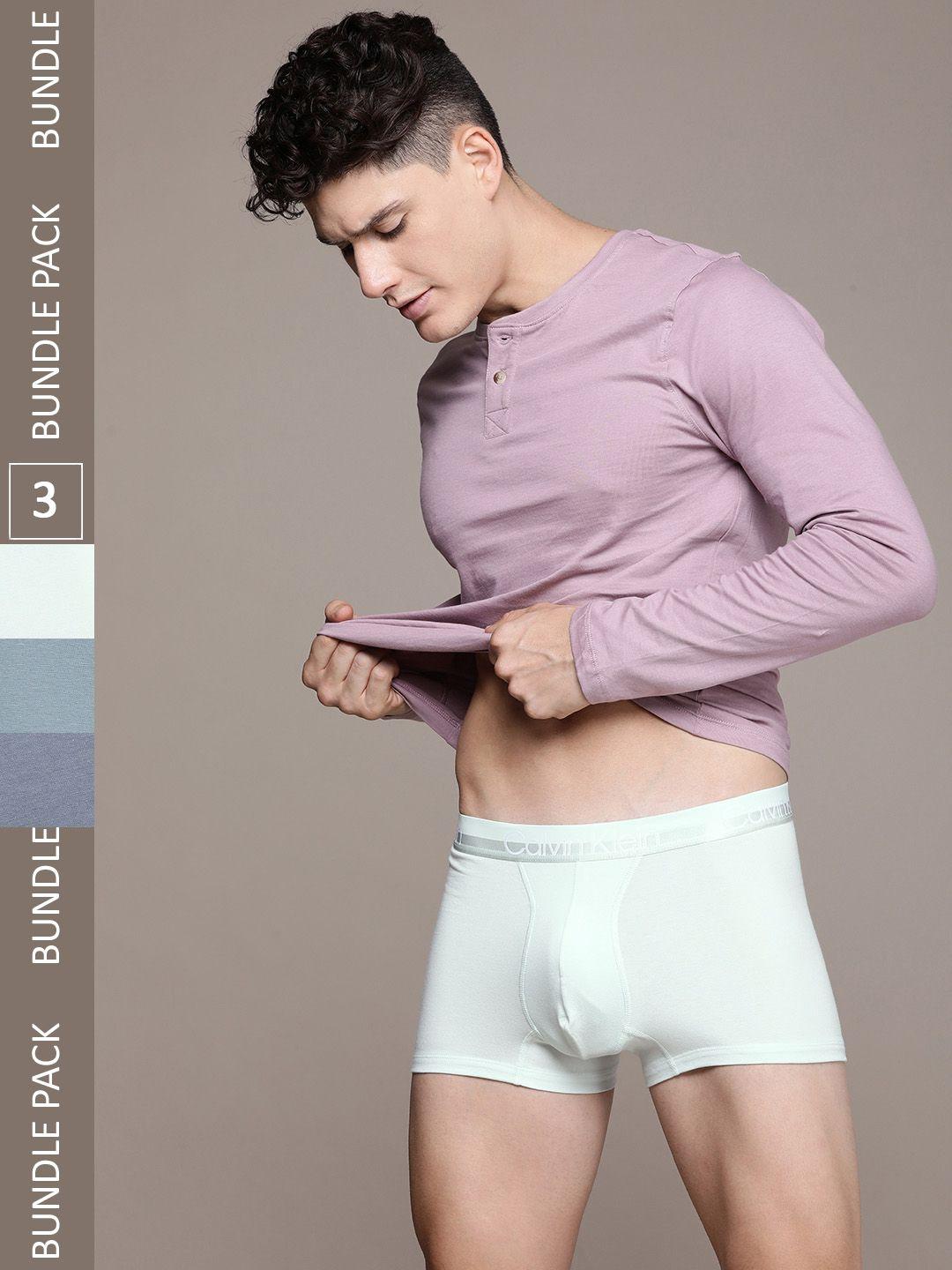 calvin klein underwear men pack of 3 solid outer elastic trunks nb2970cbb