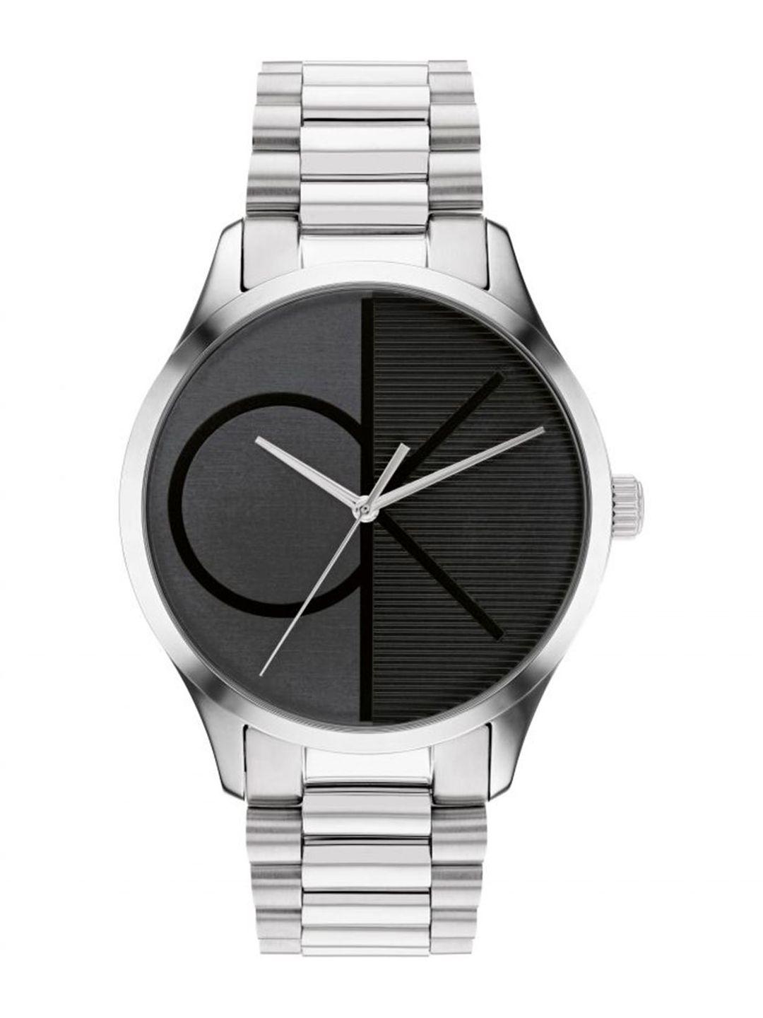 calvin klein unisex iconic dial & stainless steel straps analogue watch 25200163