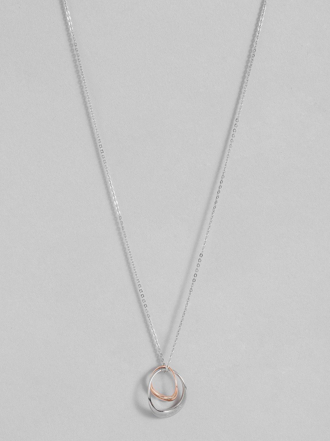 calvin klein warped stainless steel pendant & chain