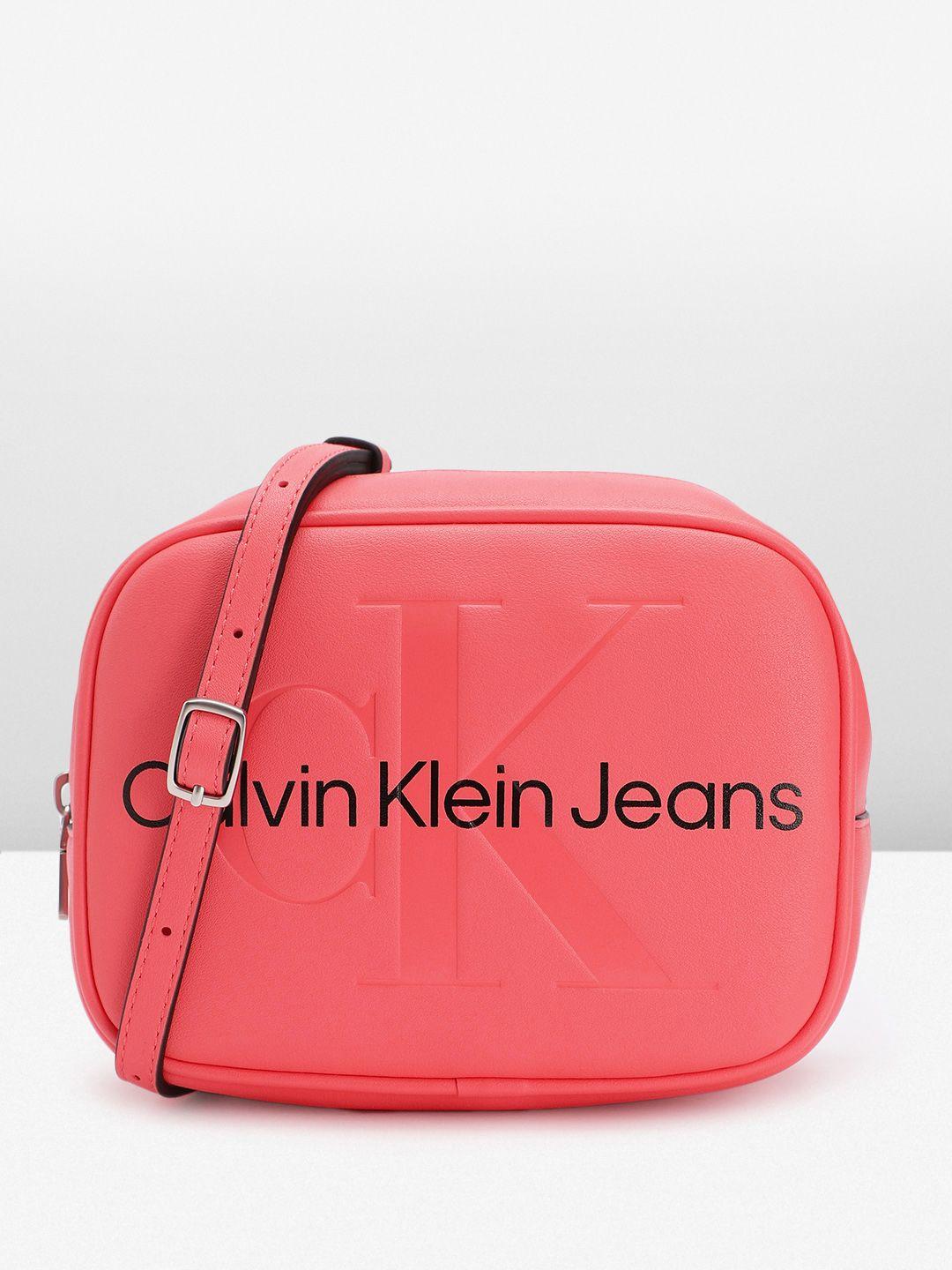 calvin klein women brand logo printed sling bag
