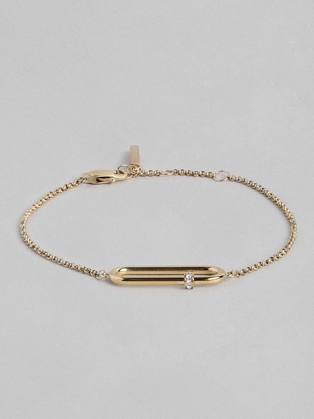 calvin klein women elongated oval crystals studded charm bracelet