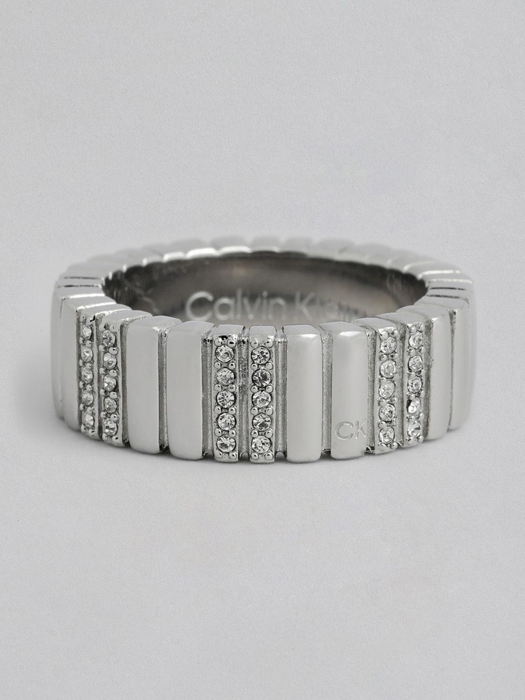 calvin klein women minimalistic metals stone finger ring