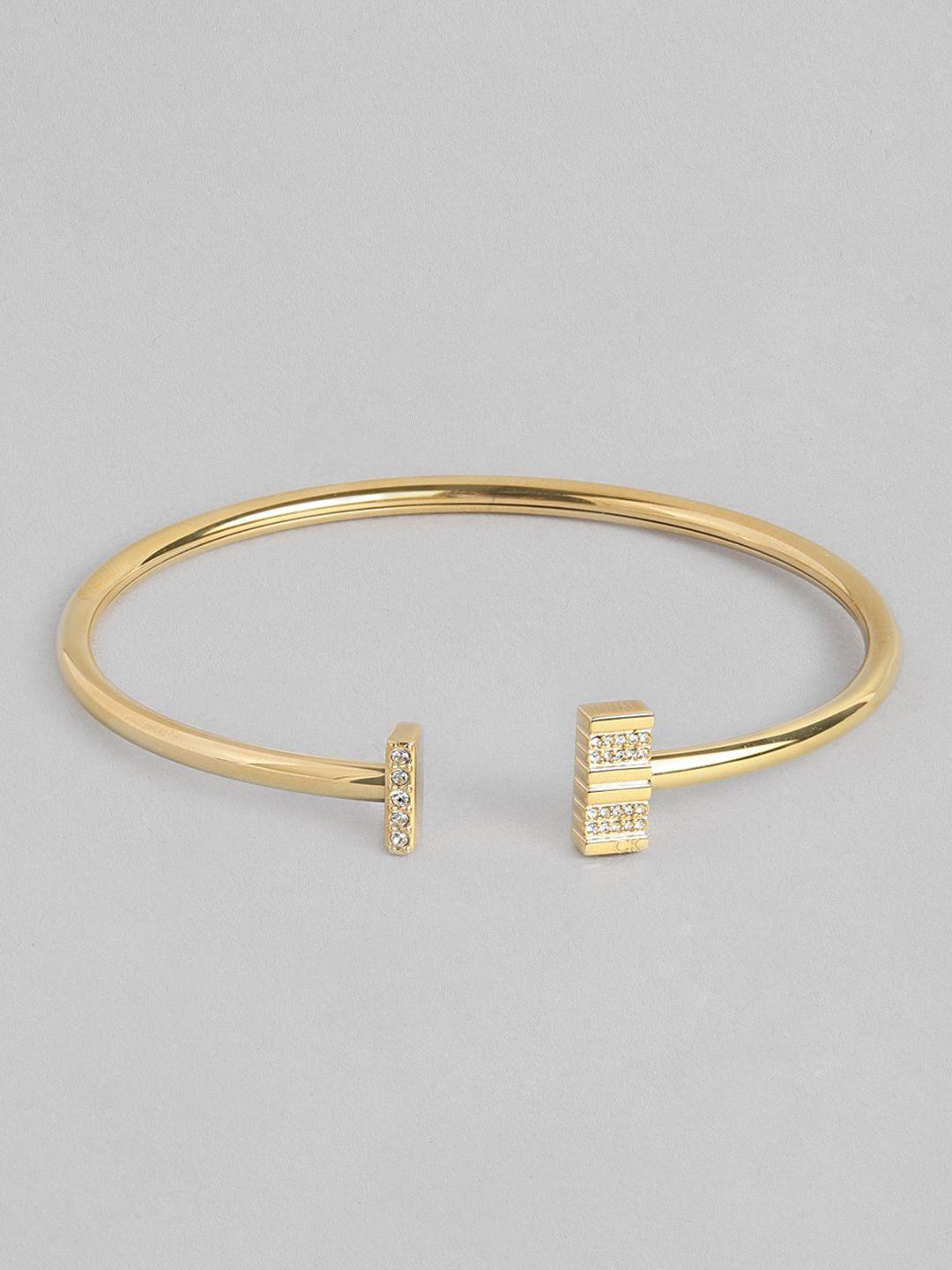 calvin klein women minimalistic metals stone stainless steel kada style bracelet