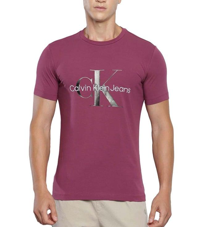 calvin klein amaranth logo slim fit t-shirt