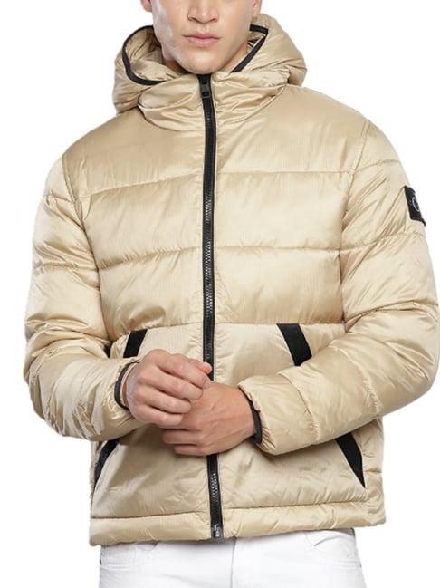 calvin klein beige regular fit hooded jacket