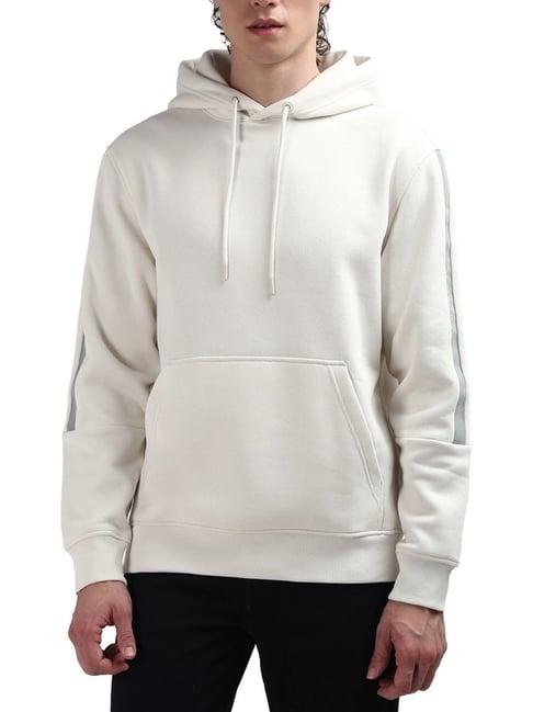 calvin klein beige regular fit hooded sweatshirt