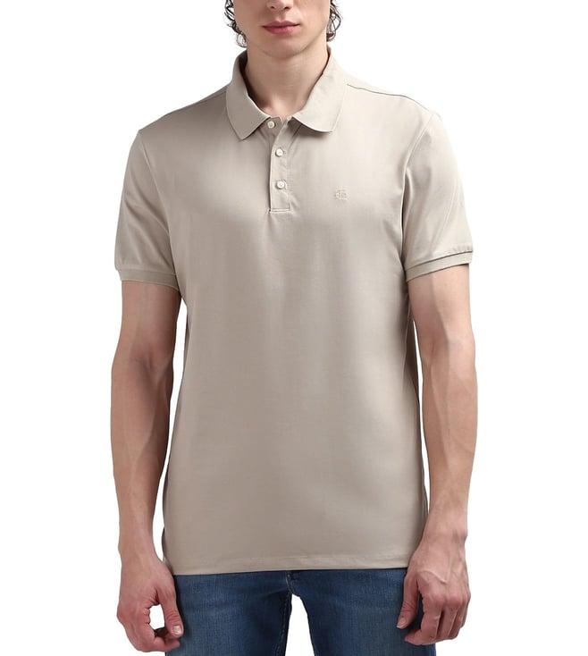 calvin klein beige solid polo collar short sleeves polo t-shirt