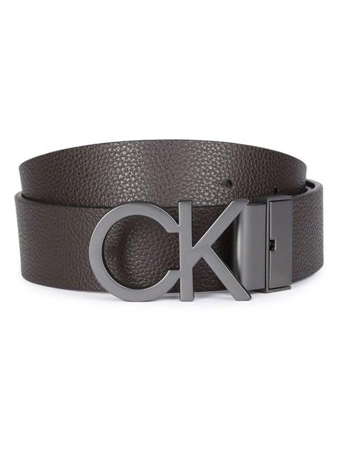 calvin klein black & dark brown leather reversible belt