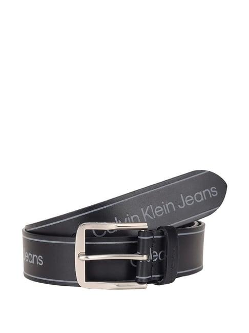 calvin klein black allover round classic logo leather belt