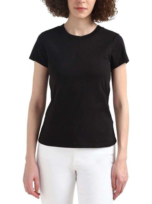 calvin klein black cotton logo print t-shirt