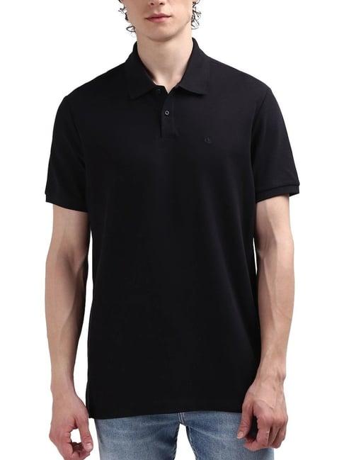 calvin klein black cotton regular fit polo t-shirt