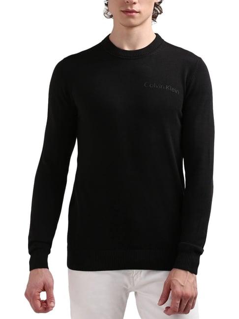 calvin klein black cotton regular fit sweater