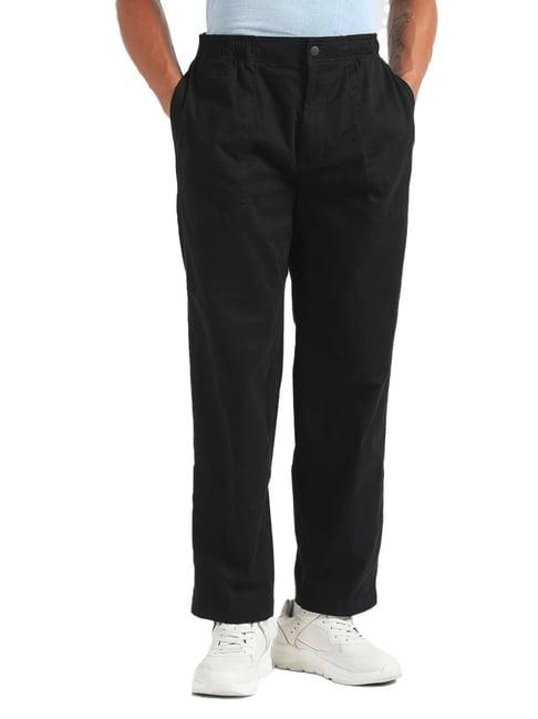 calvin klein black cotton relaxed fit trousers