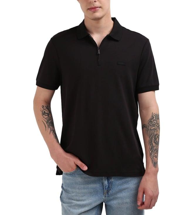 calvin klein black cotton update men's regular fit polo t-shirt