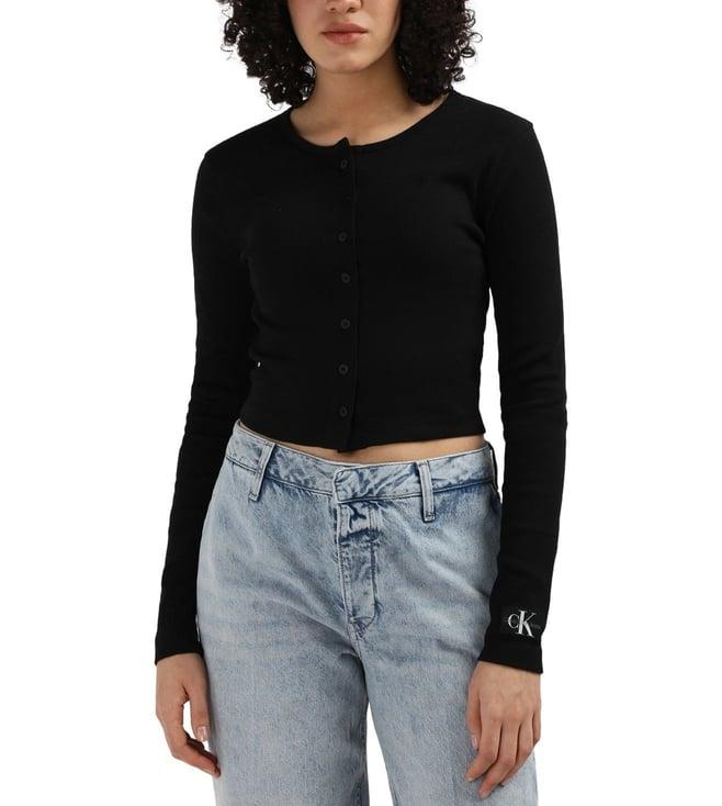 calvin klein black cotton women's slim fit cardigan