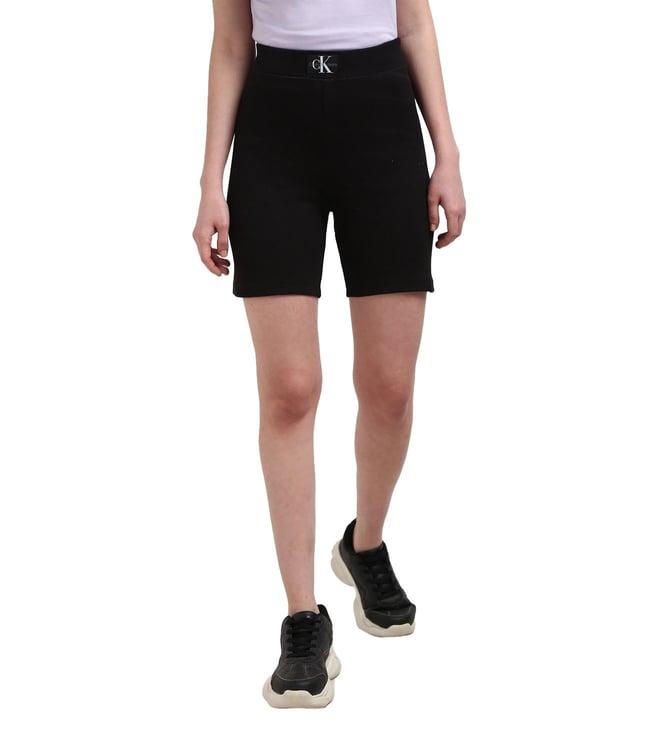 calvin klein black cotton women's slim fit shorts