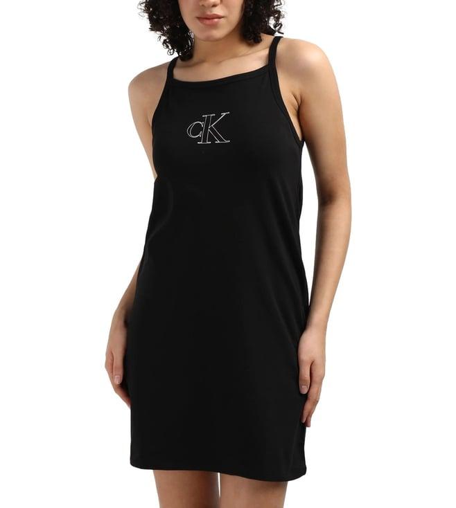 calvin klein black cotton women's tank dress