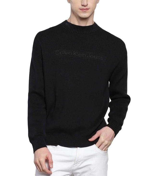 calvin klein black embroidery relaxed fit sweater