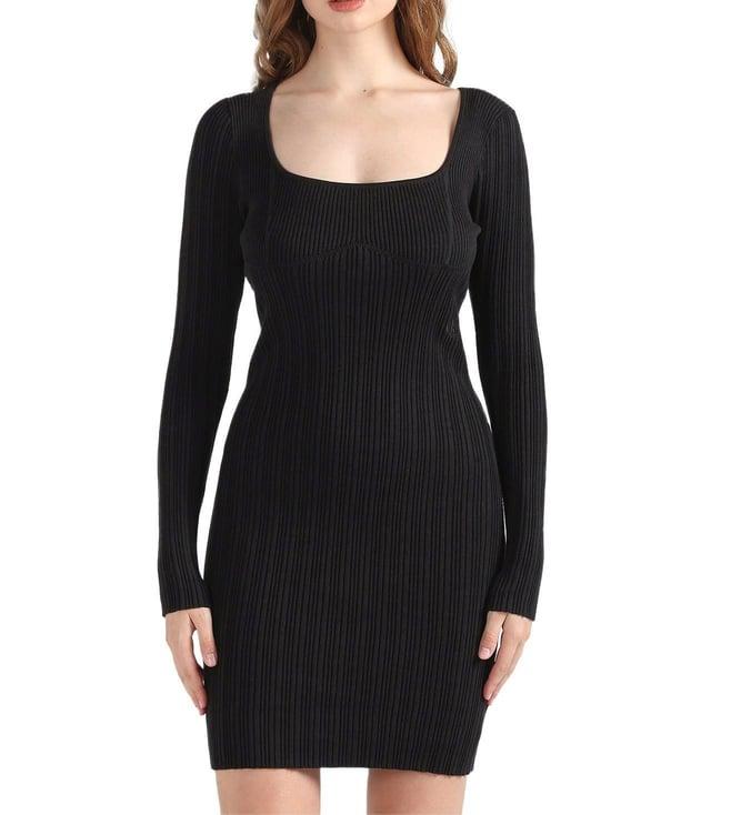 calvin klein black fitted dress