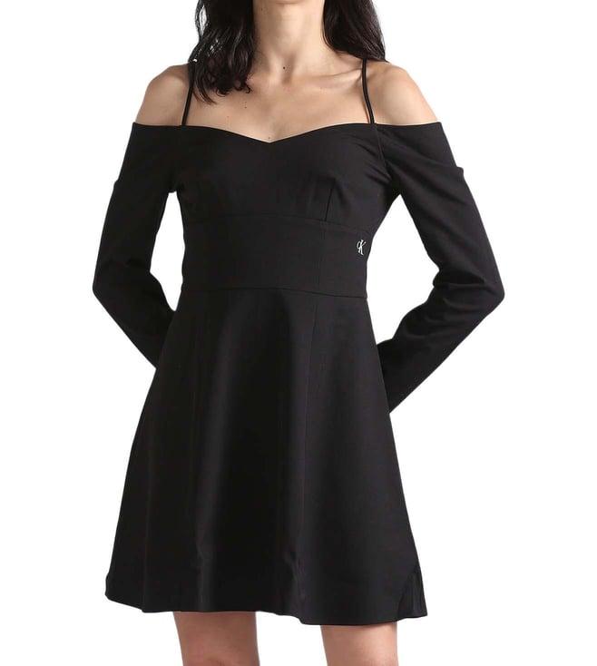 calvin klein black flare fit dress