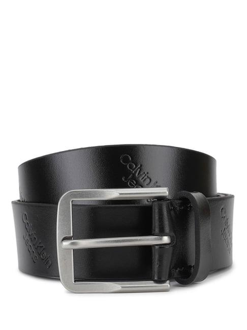 calvin klein black flat classic leather waist belt