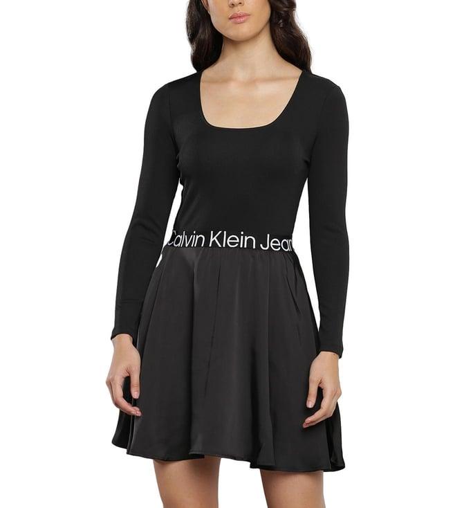 calvin klein black logo regular fit dress