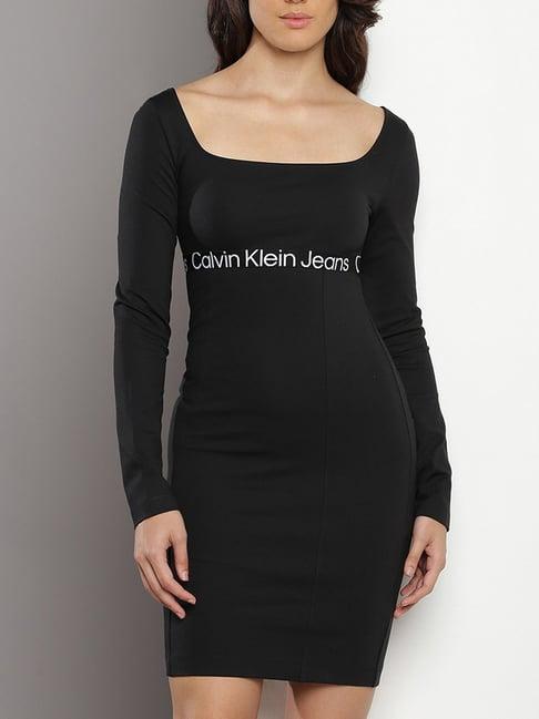 calvin klein black logo regular fit dress