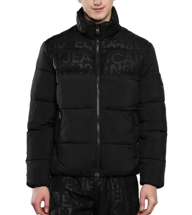 calvin klein black logo regular fit puffer jacket