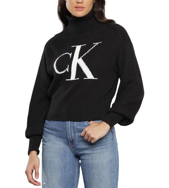 calvin klein black logo relaxed fit sweater