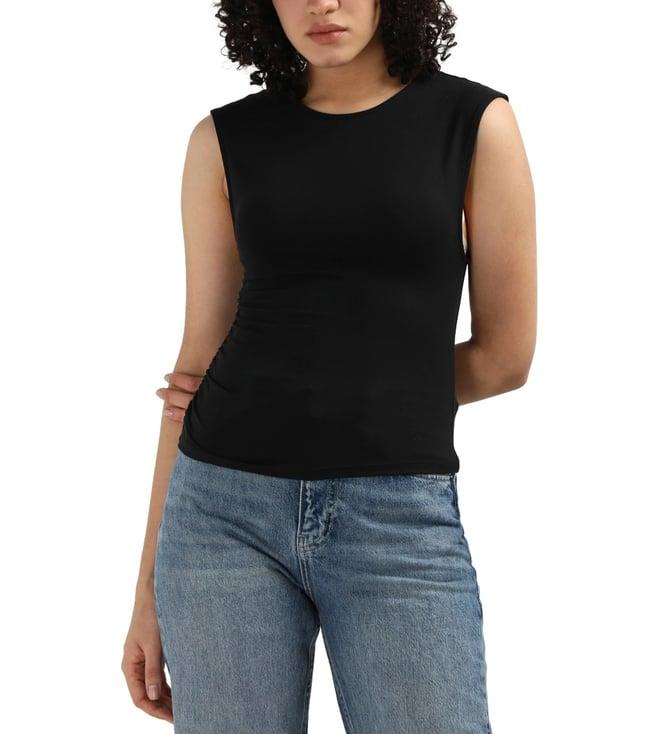 calvin klein black modal women's slim fit top