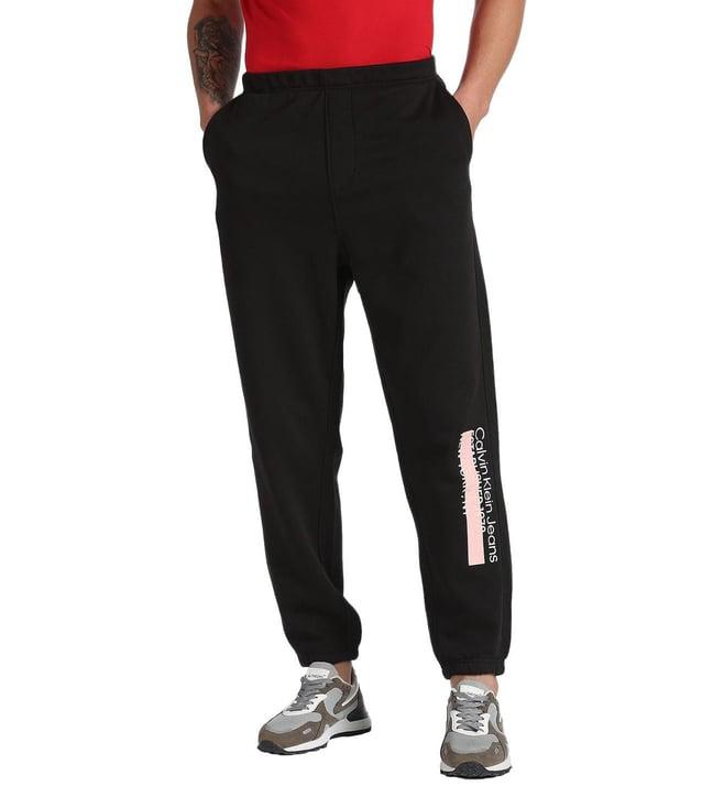 calvin klein black printed relaxed fit joggers