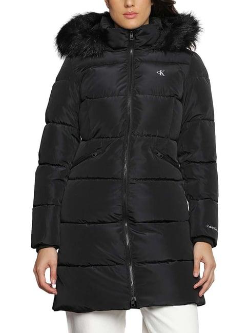 calvin klein black quilted slim fit puffer jacket