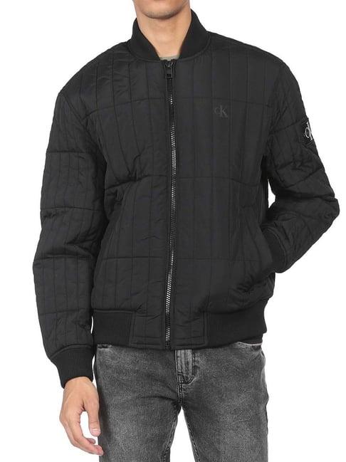 calvin klein black regular fit bomber jacket