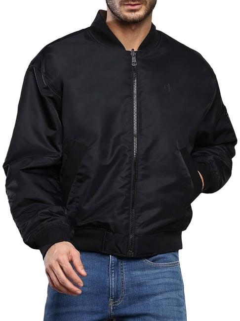 calvin klein black regular fit bomber jacket