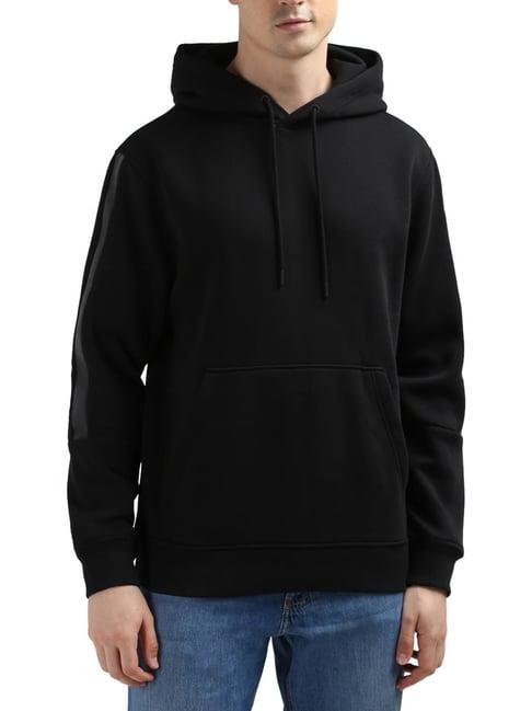 calvin klein black regular fit hooded sweatshirt