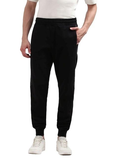 calvin klein black regular fit printed joggers