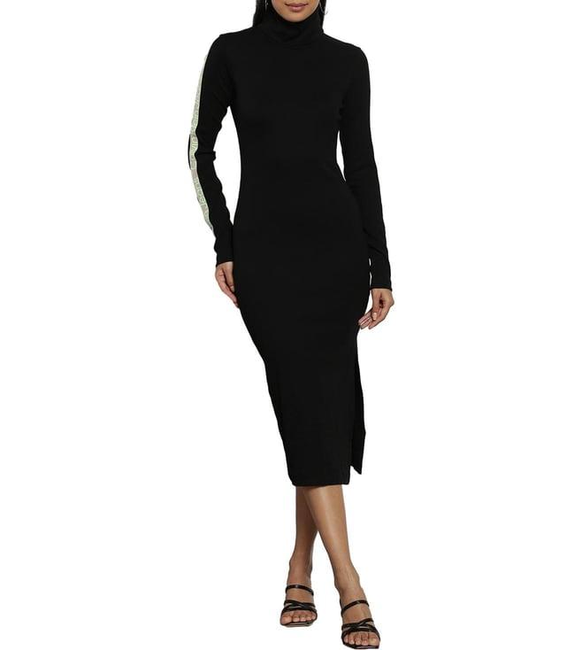 calvin klein black self bodycon dress