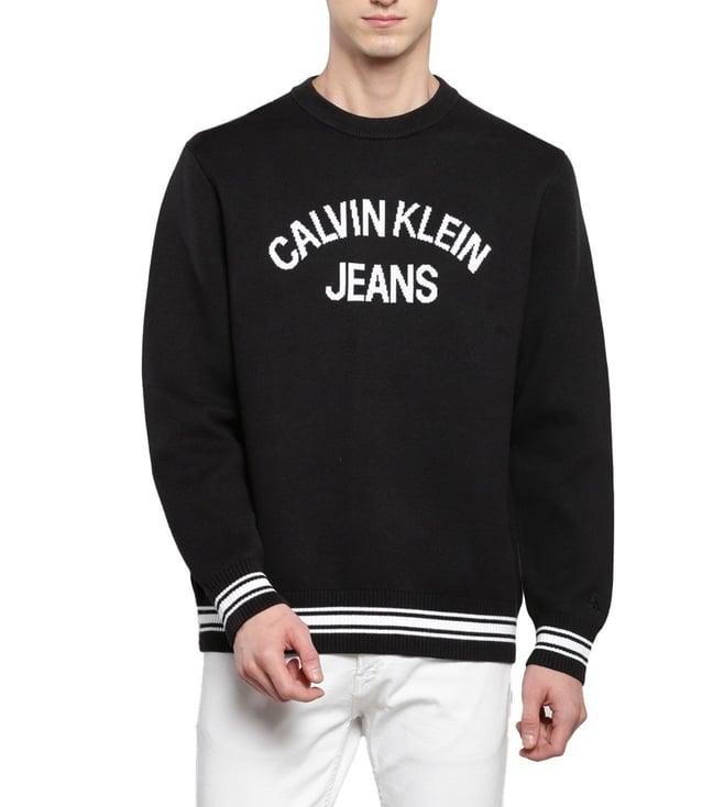 calvin klein black self relaxed fit sweater