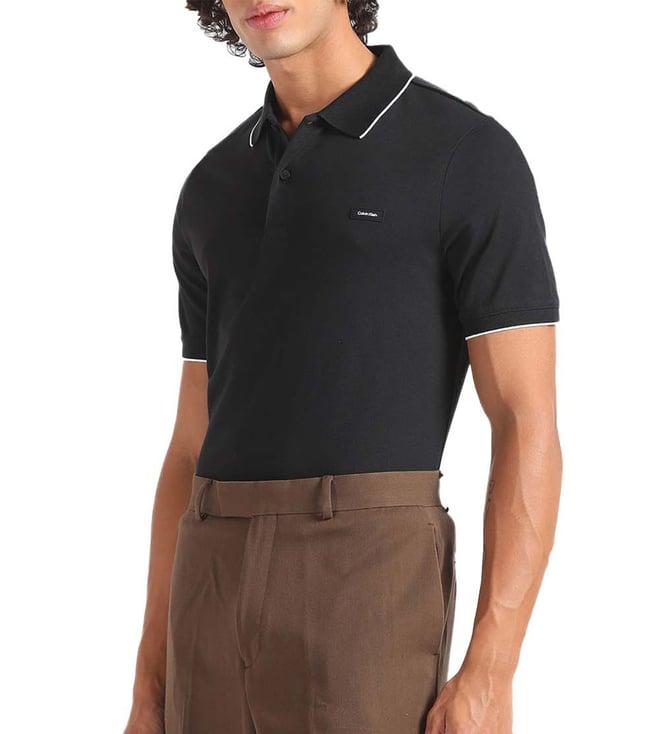 calvin klein black slim fit polo t-shirt