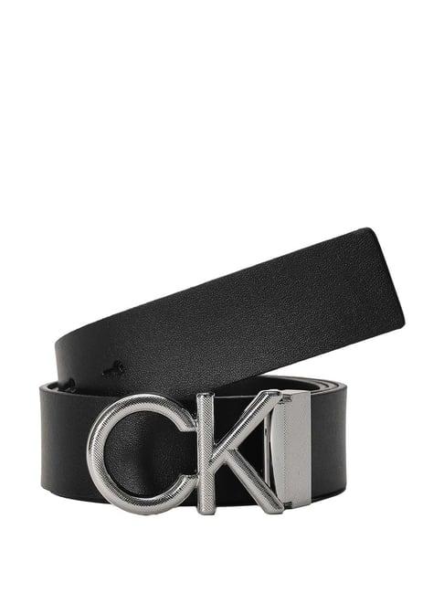 calvin klein black smooth leather casual belt