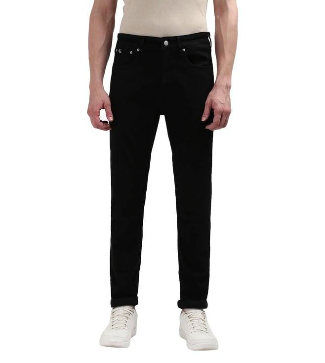 calvin klein black solid mid-rise jeans