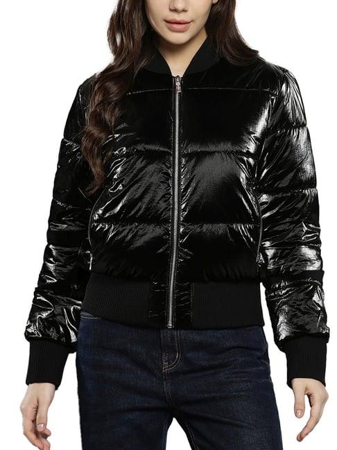 calvin klein black solid regular fit puffer jacket